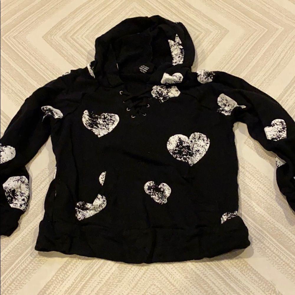 Flowers by Zoe Black Hooded Heart Sweatshirt